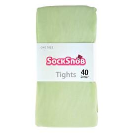 Sock Snob - Ladies Opaque 40 Denier Bright Pastel Coloured Tights 8-14 UK (8-14 UK, Pale Green)