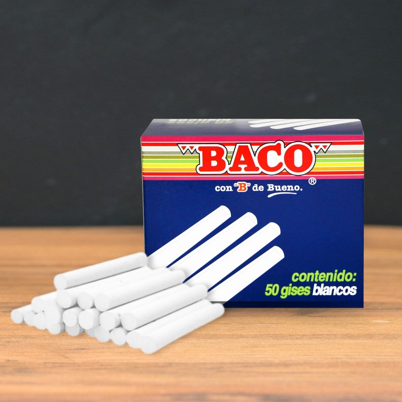 Baco | Caja de Gises Blancos Moldeados de 85 mm,
