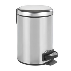 WENKO Cosmetic Pedal Bin Leman Stainless Steel Glossy 3 L – Cosmetic Bin with Pedal Mechanism Capacity: 3 L, rust-proof stainless steel, 17 x 25 x 22.5 cm, glossy
