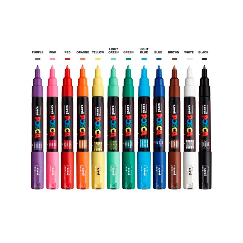 Uni posca - Plumones Rotuladores marcadores (12 unidades, punta extrafina)