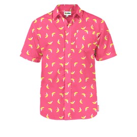 Tipsy Elves Men's Vacation Pink Banana Hawaiian Shirt Size 4X-Large