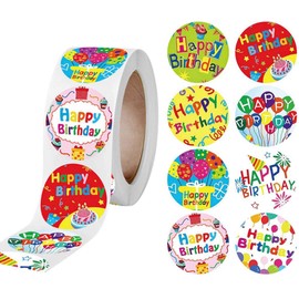 NT-ling 500 PCS Happy Birthday Stickers for Kids Adults Stickers for Party School Supplies Reward Calendar Birthday Card 1 inch (Multicoloured)