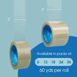 Spartan Industrial - 3" X 60 yd Clear Packing Tape Rolls - 6 of Wide Heavy Duty Tape for Packing, Moving, Shipping, and More - 2.7 Mil