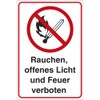 Sign Smoking, Open Light and Fire Prohibited. Aluminium / Dibond