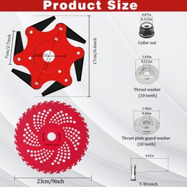 CZS Steel Trimmer Head, 6 Steel 65Mn Razors Trimmer Head & 36 Teeth Brush Cutter Blade, Weed Eater Blades for Brush Cutter, Trimmer, Weed Eater (Adapter Kits Included)