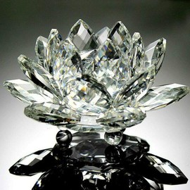 Zoogamo 4" Clear Crystal Lotus Flower – Glass Home Decor for Feng Shui with Clear Reflection & Gift Box