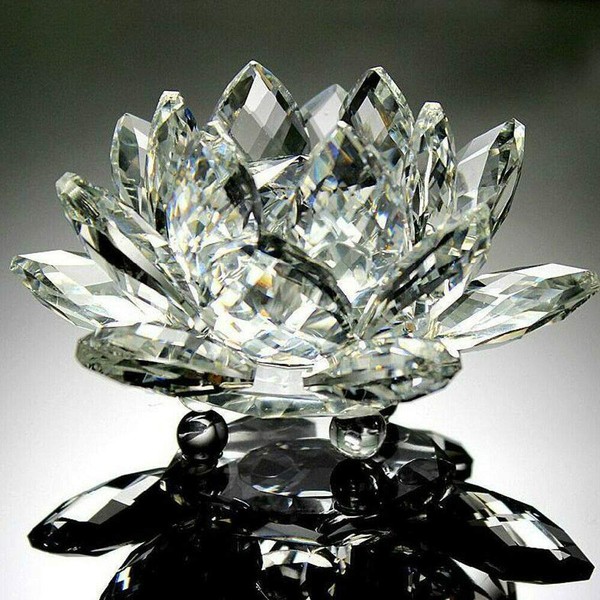 Zoogamo 4" Clear Crystal Lotus Flower – Glass Home Decor