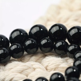 vanilla mountain Natural Black Agate Protective Stone Gemstone Beads for Security - 6mm