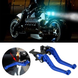 Motorcycle Brake Pump Handles, 22 mm Brake Lever Clutch Brake Lever Handle Pair CNC Aluminium Motorcycle Clutch Drum Brake Lever Handle (Blue)