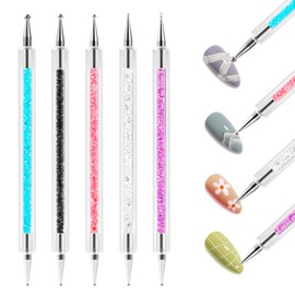 Annhua Dot Pens, Set of 5, Nail Art Pen, 2-Way Dot Stick, Nail Dot Pen, Stippling Tool, Dotting Pen, Nail Brush, Nail Deco Pen, Nail Art Tool, Nail Supplies