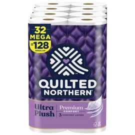 Quilted Northern Ultra Plush Toilet Paper, 32 Mega Rolls = 128 Regular Rolls White