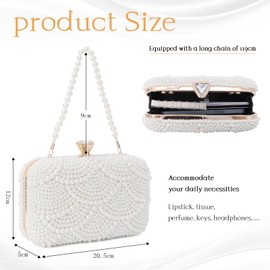 LHHMZ Women’s Pearl Clutch Handbags Beaded Evening Bag With Chain for Wedding Party Prom Formal Events