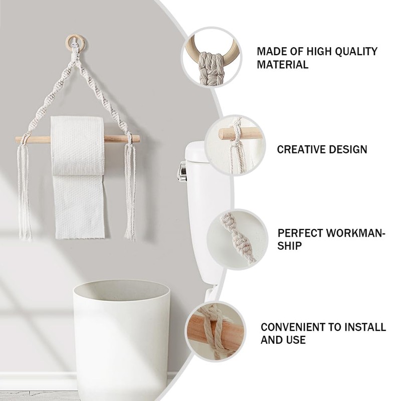 Cabilock 1 x Paper Towel Holder Woven Wall Hanging Macrame