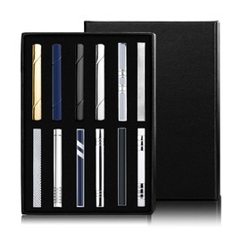 Jstyle 12 Pcs Tie Clips for Men, Classic Tie Bar Clip Set for Regular Ties Necktie Tie Bar Pinch Clips, Wedding Metting Business Tie Pin Clips with Luxury Box Gift