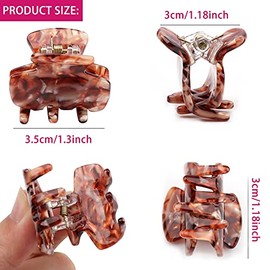 6 pinzas de pelo pequeñas de 1,4 pulgadas, pinzas de garra de tortuga para mujeres y niñas, tamaño pequeño, estampado de leopardo, acrílico, diseño fr