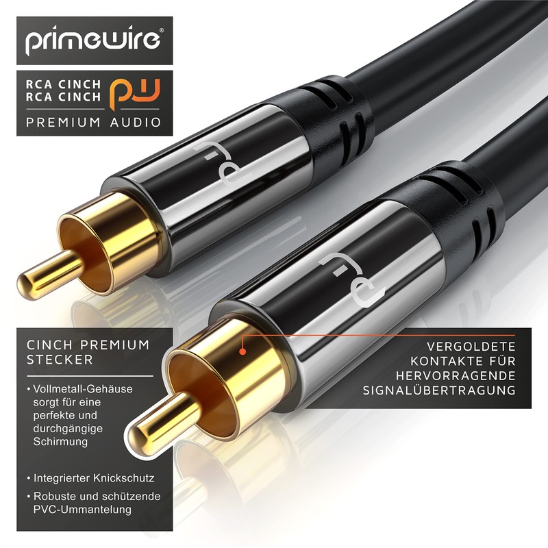 HQ RCA Subwoofer Cable 7.5 m Coaxial Cable 1x RCA