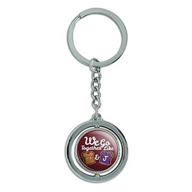 GRAPHICS & MORE Peanut Butter and Jelly Together PB&J Best Friends Keychain Spinning Round Chrome Plated Metal