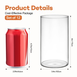 Glass Cylinder Vase for Flowers, 12 Set of 6in Tall Vases for Table Centerpieces, Clear Bud Vases for Wedding Decor, Floating Candle, Home Décor