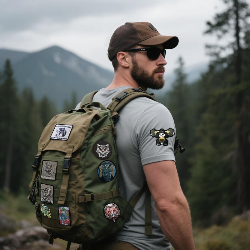 Patches for Backpacks, Barbell Fitness Panda PVC Patches Embroidered Tactical