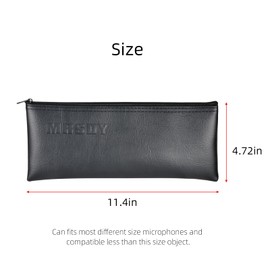 MRSDY Microphone Bag, Black Zipper Pouch Fits for Wired, Wireless Microphone, Shockproof Vocal Microphone Protector, Mic Accessories Storage Bag, Easy Carry | 11.4"x4.72" (1 Pcs)