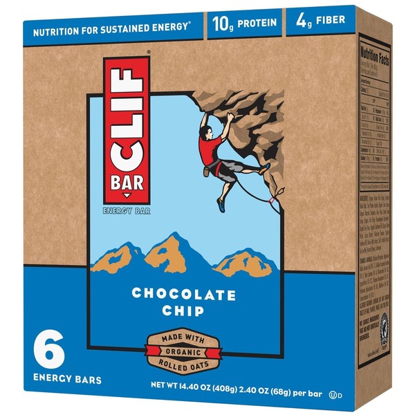 CLIF BAR - Energy Bar - Chocolate Chip - (2.4 Ounce Protein Bar, 6 Count)