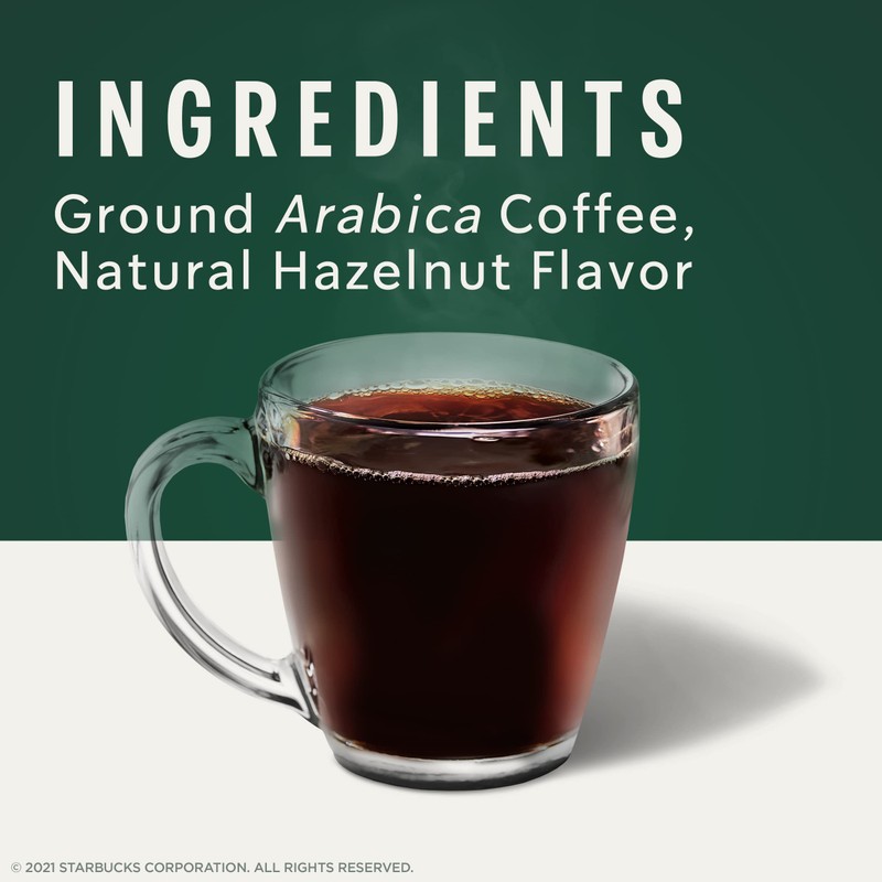 Starbucks Flavored Coffee K-Cup Pods, Hazelnut Flavored Coffee, Made without