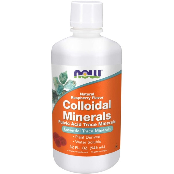 NOW Supplements, Colloidal Minerals Liquid, Plant Derived, Rasberry, 32-Ounce