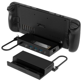 SABRENT - Estación de Acoplamiento Compatible con Steam Deck, Base 7 en 1 con Ranura SSD M.2, HDMI 2.0 4K a 60Hz, Gigabit Ethernet, Puertos USB 3.2 Dual y USB 2.0 Individuales con Puerto de Carga