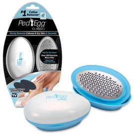 PedEgg Classic Callus Remover, As Seen On TV, New Look, Safely & Painlessly Remove Tough Calluses Dry Skin to Reveal Smooth Soft Feet, 135 Precision Micro-Blades, Traps Shavings, White, 3357, 4''