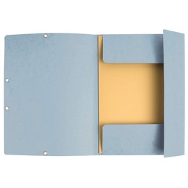 Exacompta 55531E Corner Folder Made of Extra Strong Manila Cardboard DIN A4 with 2 Elastic Bands and 3 Flaps 1 Piece Light Grey