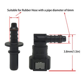 HiSport 9.49mm 3/8 - ID6 - Nylon Fuel Line Hose Quick Release Connect - Male& Female Push On 90 Degree Connector