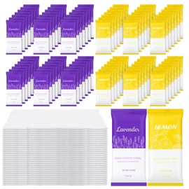 Moist Cotton Towels, 10"x10" Disposable Refreshment Pre Moistened Towels Individually Wrapped Face & Body Wet Moist Terry Cotton Towelettes for Travel Hotel Sport Camping Spa (Lavender Lemon 100Pcs)
