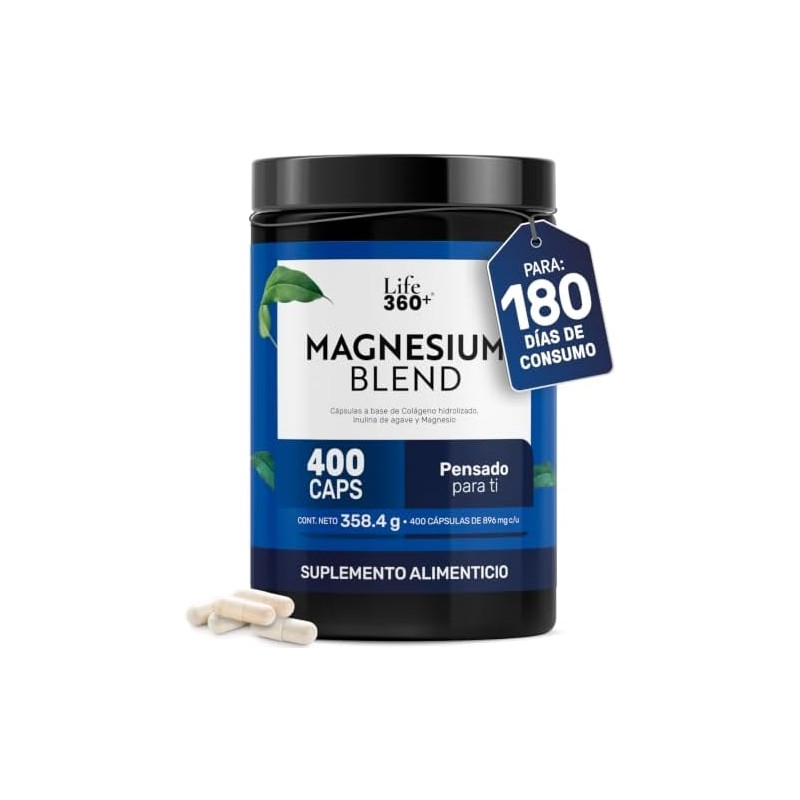 LIFE 360 Magnesium Blend Óxido, Glicinato, Gluconato y Citrato 400