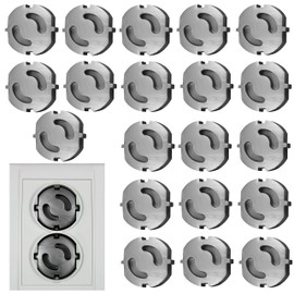 20 x Sockets Child Lock for Plug Socket Protection Socket Cover Pluggable Cap without Gluing White, Black, Transparent, Black-Brown Baby Socket Protection Covers (Silver Grey x 20)