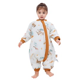 Baby Sleep Bag with Feet 2.5 TOG Removable Sleeve Wearable Blanket Cotton Sleeping Sack for Infant Toddler (orange unicorn, M)