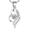 Sunnyshopday 925 Sterling Silver,Heart to Heart together Love Pendant.18 inches,Italian