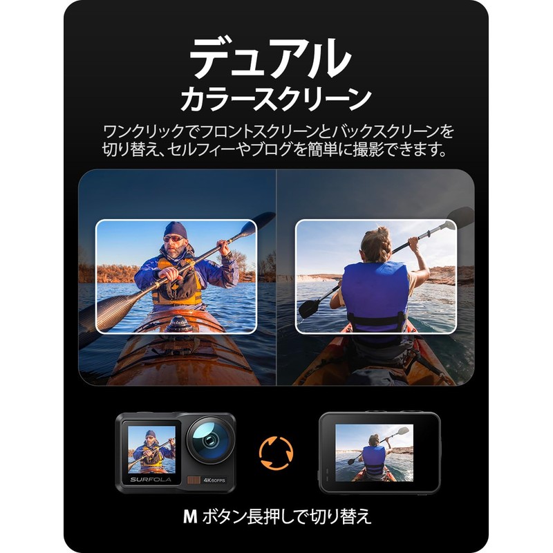Surfola Action Camera, 4K 60FPS Underwater Camera, Waterproof Camera, 32.8