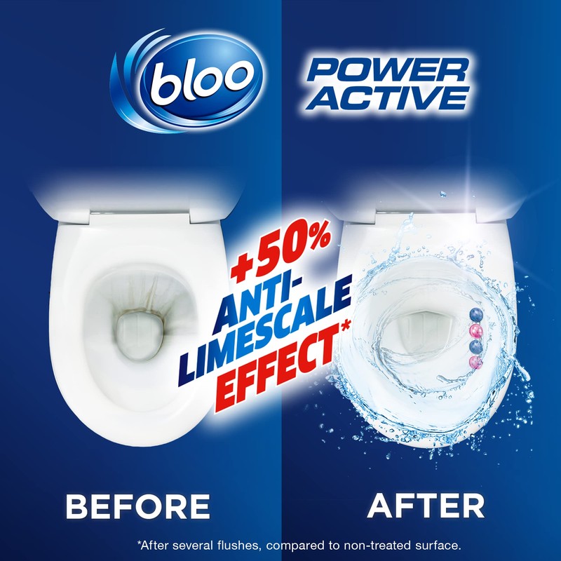Bloo Power Active Flowers Toilet Rim Block Extra Freshness, 50g