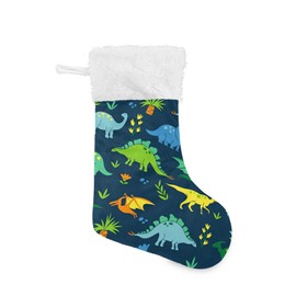 MCHIVER Dinosaur Colorful Christmas Stockings Classic Farmhouse Xmas Stocking 18inch Santa Stocking Decorations for Tree Fireplace Stairs Party