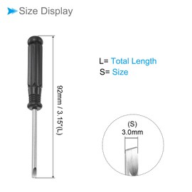 CoCud Mini Slotted Screwdriver, 3.0mm Size 92mm Length, Carbon Steel Small Flat Head Screwdrivers with Anti-slip Black Handle - (Applications: for Glasses, Watch or Laptop), 10-Pieces