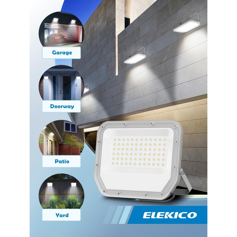 2 Pack Super Bright 6500k 10000lm LED Flood Lights Outdoor,100w