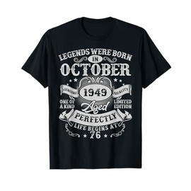 Legends Were Born in October 1949 Vintage 76th Birthday Men T-Shirt
