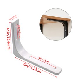 DOMI PRO Shelf Brackets, 4 Pack L Shape 5 x 6 inch White Heavy Duty Wall Mounted Brackets,Modern Decorative Support Brackets for Bookshelf Wall and Garden Shelf