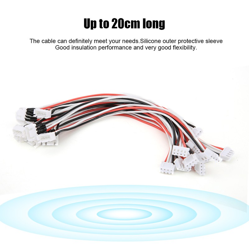 10pcs 20cm XH4P Male to Female Balance Extended Silicone Cable