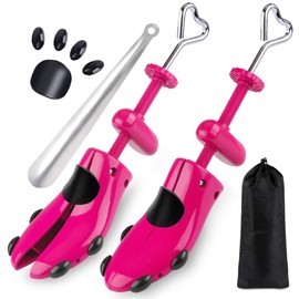 Fabulas Shoe Stretcher Women, 4-Way Adjustable Shoe Expander Widener Plastic Shoe Tree Shaper for Wide Feet, Shoe Extender Stretch Width Length Height, Women’s Size 5.5-10, Neon Pink