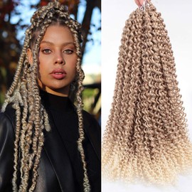Leeven 24 Inch Ombre Blonde Water Wave Crochet Twist Hair for Butterfly Faux Locs 7Pcs Curly Passion Twist Crochet Hair Braids for Black Women Synthetic Passion Twist Hair Extension T27/613#