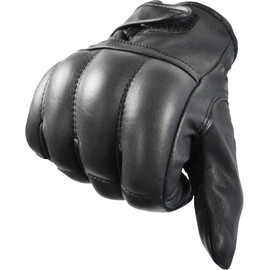 normani 1 Pair Police Quartz Sand Gloves Made of Genuine Cowhide Leather (XS-5XL) Colour Dark Black Size M