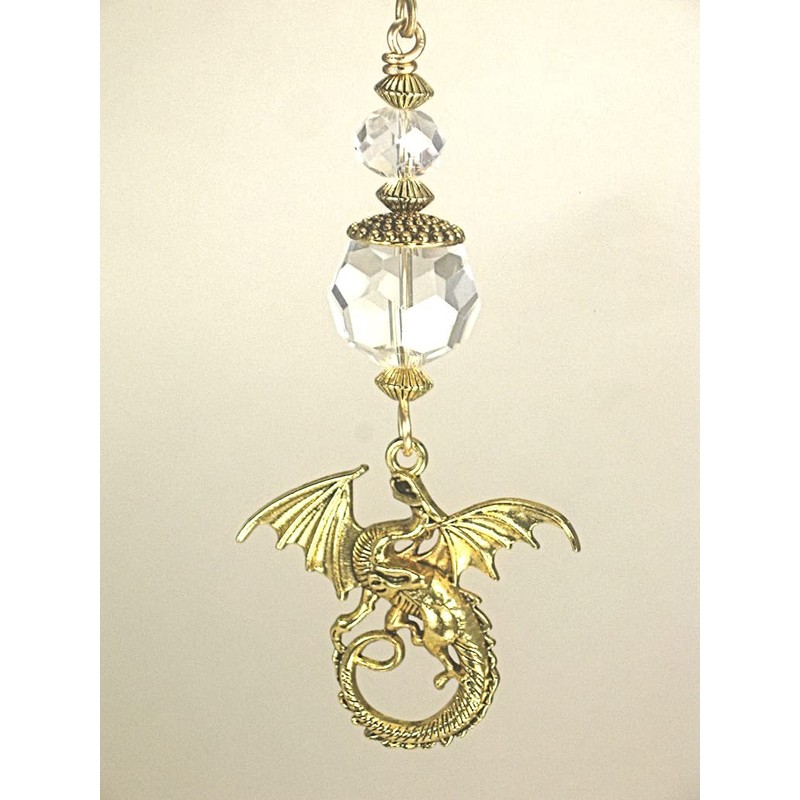 Golden Dragon with Clear Faceted Glass Ceiling Fan Pull