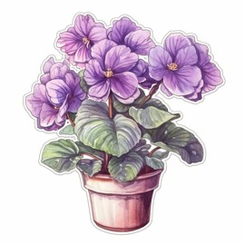 Yoonek Graphics African Violet Plant African Violet Plant Vinyl Decal Sticker for Car, Laptop, Tumbler, More. #0010105-6
