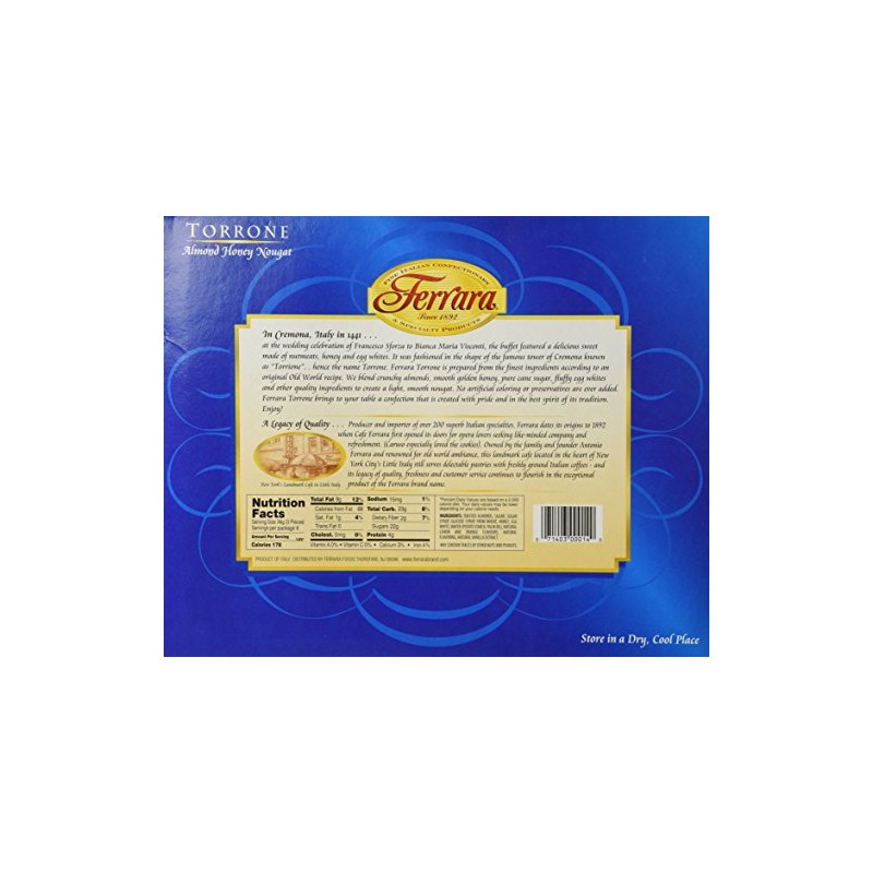 Ferrara - Italian Torrone 18 pc. (Almond Honey Nougat Candy),